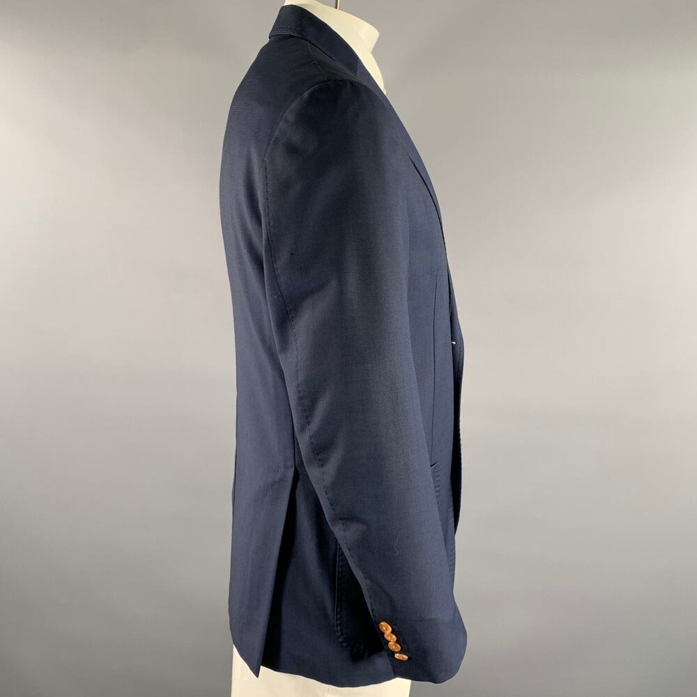 LUCIANO BARBERA Chest Size 44 Navy Basketweave Wool  Sport Coat - Picture 3 of 6